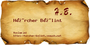 Hörcher Bálint névjegykártya
